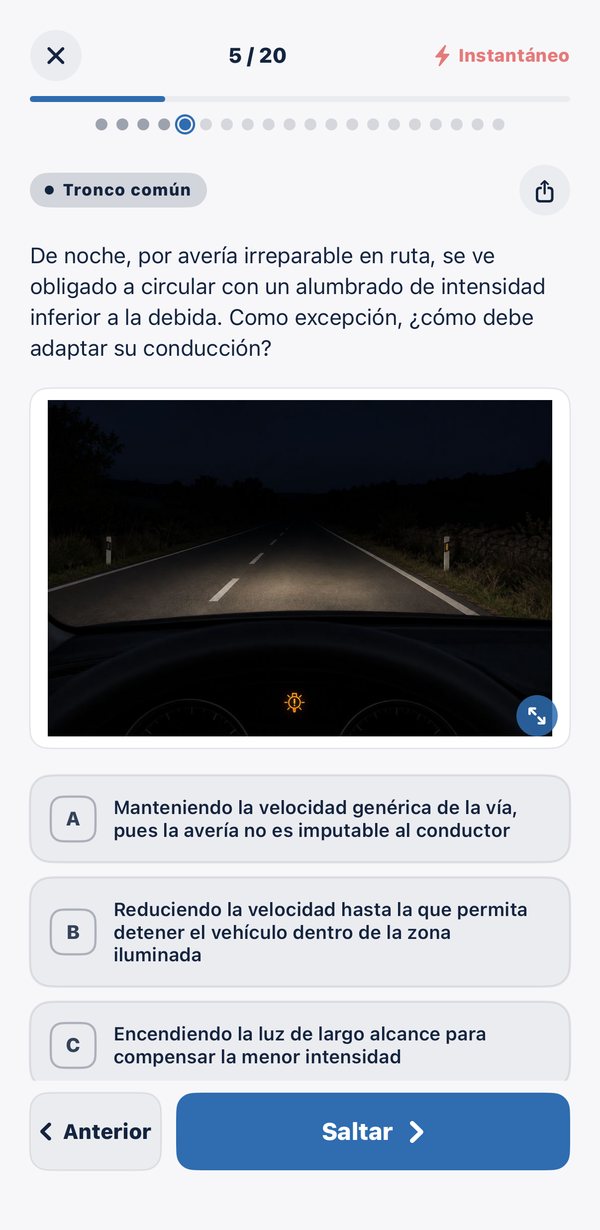 Pregunta sobre conducción nocturna con alumbrado reducido
