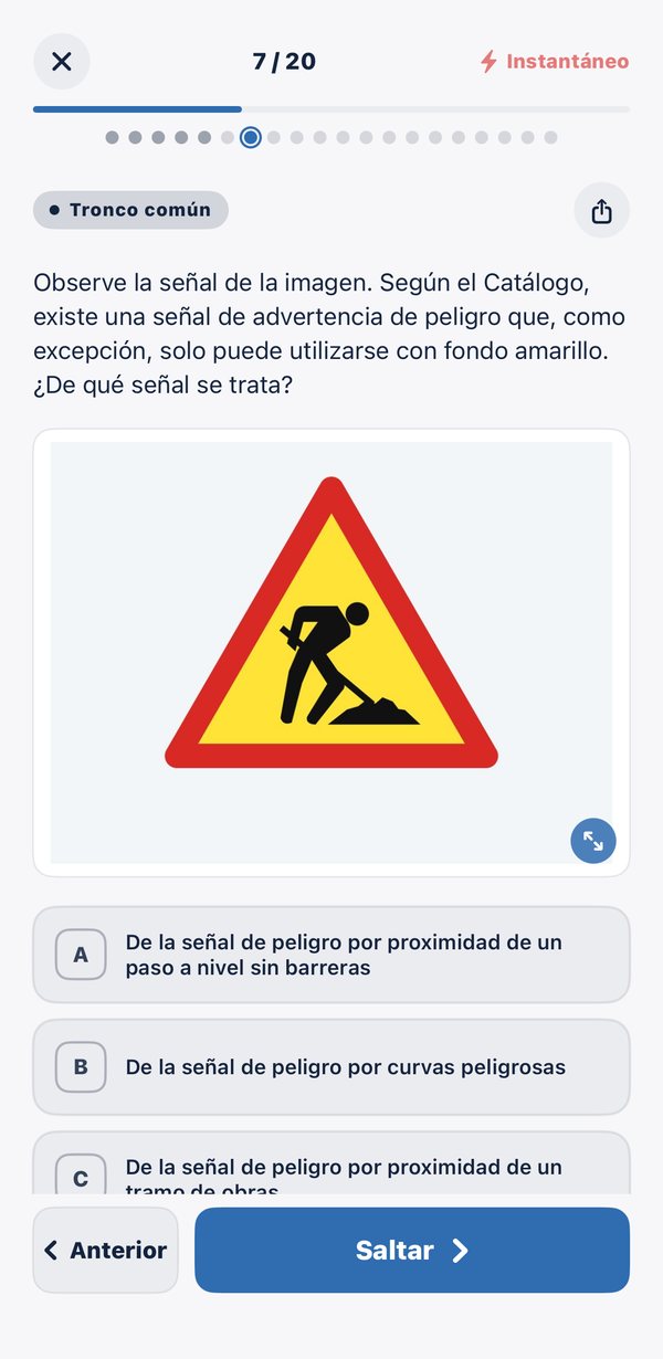 Pregunta sobre la señal de peligro por obras